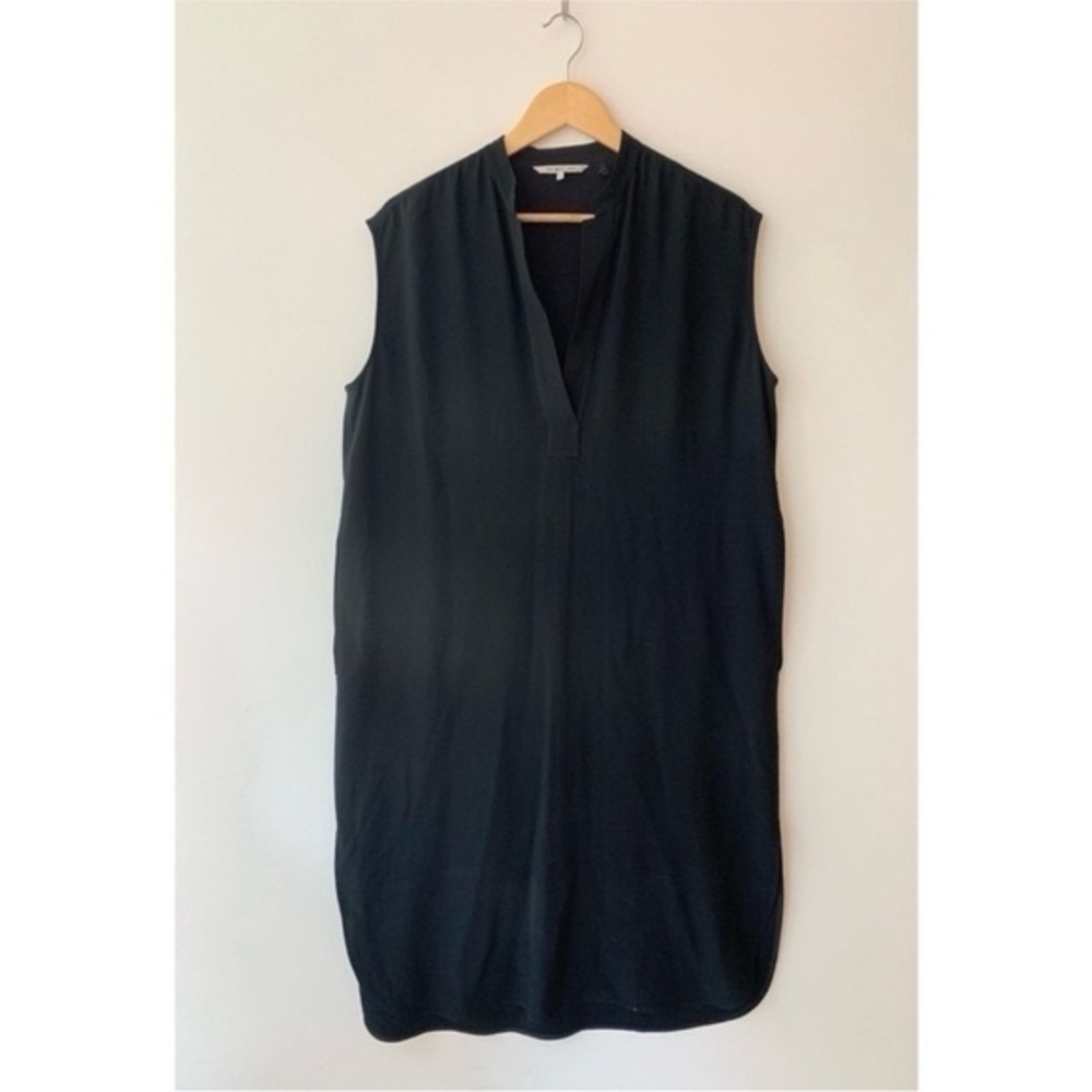 Helmut Lang black V-neck shift dress with pockets size medium